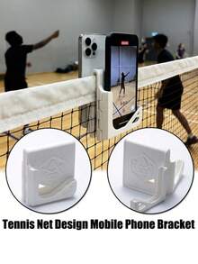 Adjustable Angle Tennis Net Camera Mount, Tennis Self-Correction Action, 3D Printed, Portable Foldable Phone Camera Stand, Dual-Sided Shooting Prop, Portable Minimalist, Record Your Sports Highlights, Easy To Use And View, Suitable For Athletes And Spectators Sports Field Accessory - Multicolor - View 2