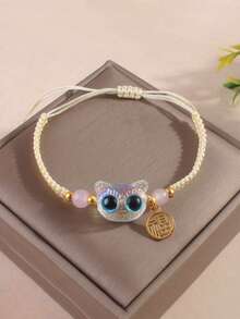 Halloween Funny Cat Handmade Woven Bracelet, Cute Black And White, Gift For Best Friend And Friend - Multicolor - View 5