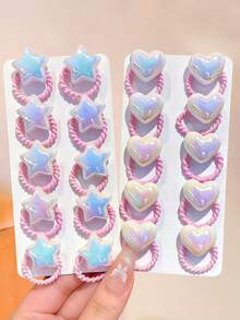 60/30pcs/Set Iridescent Gradient Hair Scrunchies, Including Star, Heart, Round Hair Accessories, Dreamy Sweet Cute - Suitable For Girls And Teenagers, Perfect For Daily, School, Vacation, Commute, Spring Outing, Photography And More - Multicolor - View 5