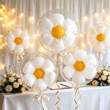 10pcs 18-Inch Bobo Ball Daisy Foil Balloon Set, Suitable For Birthday, Wedding, Baby Shower And Party Photo Booth Decoration - View 1