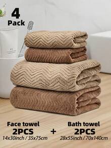 4pcs Mixed Coral Fleece Towel Set, Soft And Skin-Friendly Touch, Suitable For Bathing, Face Wiping, Hair Drying, Bathroom Decor, Hotel, Spa, Home Accessories, Holiday Gifts And More - Multicolor - View 15