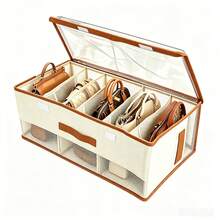 OrdoVault 1 pieza Bolso de mano pequeño/Cartera/Bolso media luna/Bolsa de cosméticos/Bolso bandolera con caja de almacenamiento, diseño de compartimentos, con talla grande sentido de diseño, plegable, ahorrador de espacio, se puede colocar en el armario, almacenamiento y exhibición de compartimentos, artículo de moda - Multicolor - Ver 9
