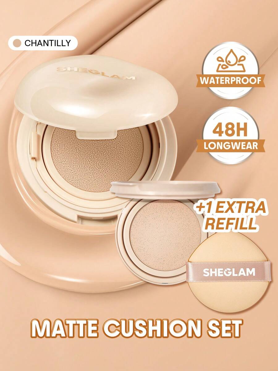 SHEGLAM [2Pcs] Lock & Go Cushion Foundation & Refill Bundle Set Brand Beauty Cosmetic Makeup For Women And Girls - Chantilly - View 1