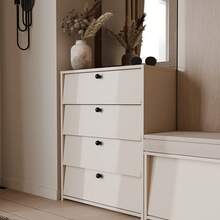2 In 1 Natural Oak 4 Drawer Dresser & Hidden Flip Shoe Cabinet, Slim 36cm Depth Narrow Storage Chest 66*36*85cm, Space Saving Multi-Layer Shoe Rack Organizer, Minimalist Dust-Proof Storage Furniture For Entryway Hallway Small Bedroom Apartment - Multicolor - View 9