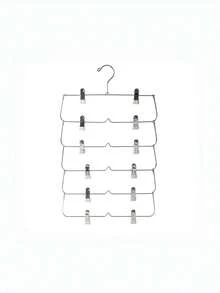 2Pcs 4-Tier Pants Hangers With Non-Slip Clips, Stackable Rustproof Stainless Steel Skirt And Trouser Organizer For Jeans, Shorts, Leggings And Scarves, Space-Saving Closet Storage For Bedroom, Dorm And Travel - Silver - View 7