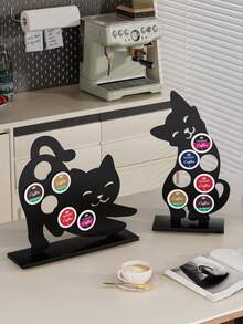 Cute Cat Shaped Coffee Capsule Holder, Creative Iron Storage Rack With Round Slots For Coffee Pods,Design Decorates Kitchen Countertops,Perfect For Coffee Bar, Office And Home Coffee Station Display And Organization. - Multicolor - View 5