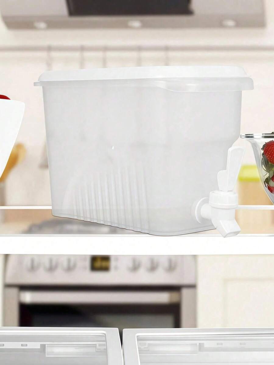 1/2/3pcs 3.5L Plastic Beverage Dispenser With Faucet, Fridge Drink Dispenser, Wide Mouth Narrow Body Container, Suitable For Fruit Tea, Lemonade, Ideal For Fridge And Party Use - View 1