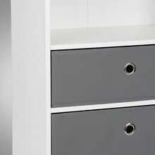 KIWI MOBLEKIT | Wooden Shelves For Storage And Decoration, Cube Or Rectangular Models With Door Or Drawer Options, Modern Auxiliary Furniture For Living Room, Bedroom Or Office - 四層書架 45x29x95 公分 白色和灰色 - 查看 6
