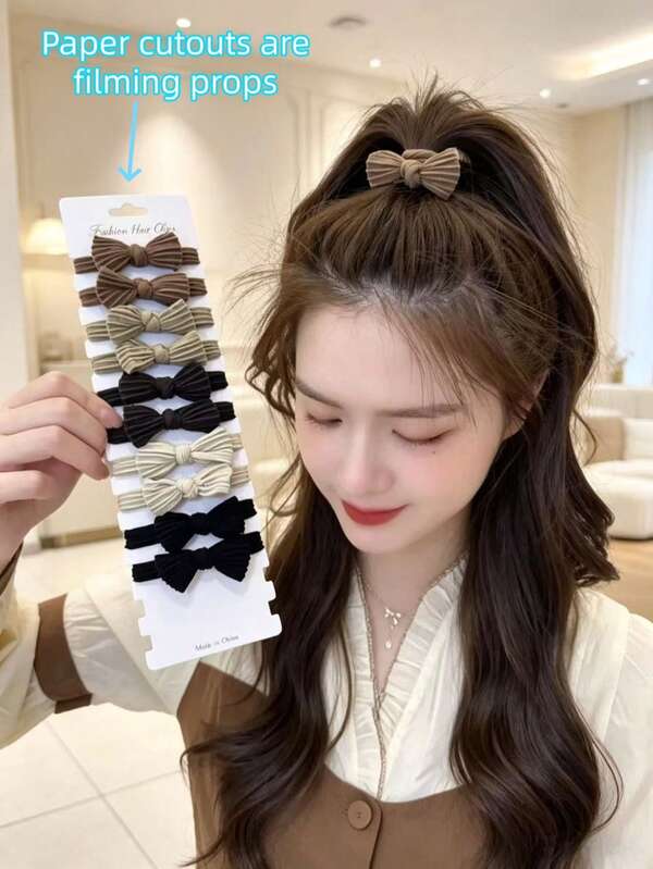 24/12/2pcs/1set Women's Fashion Bow High Elasticity Hair Ties, Designed For Women With Ultra-High Elasticity. These Hair Ties Are Seamless, Highly Elastic, And Won't Cause Hair Damage. They Are Cute Hair Accessories, Perfect For Tying Ponytails. Both Fashionable And Practical, Suitable For Sports, Dates, Or Daily Commute. (Random Color Shipment)