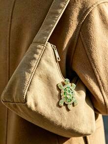 1 pièce Broche tortue en cristal vert, épingle de col en strass ton doré, broche vintage animal marin pour femmes, bijou pour manteau de plage et écharpe, cadeau de Noël et d'anniversaire - Multicolore - Voir 6
