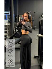 1pc Women's Fashion Sports Pants - High Waist Design, Slim Fit, Loose And Comfortable, Suitable For Fitness, Office, Gym, Yoga And Daily Wear, Black - Black - View 5