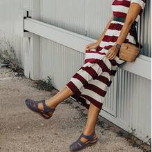 Women's Summer Platform Blue Sandals,Women's Closed Toe Comfort Sandals With Arch Support ,Breathable Non-Slip Flat Sandals With Hook-And-Loop - Blue - View 6