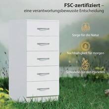 5-Drawer Chest Of Drawers, Storage Unit For Clothes And Utensils, Particleboard, White - White - View 5