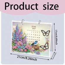 1pc 5D DIY-2027 Diamond Painting Desktop Calendar, Floral Pattern Theme Creative Design Paper Home Decor Double-Sided Desktop Calendar, Creative Handmade, Suitable For Home Study, Office And Desktop Decoration, Perfect For Women, Ideal Holiday And New Year Gift For Colleagues, Friends And Family - WTL004-flower 1 - View 3