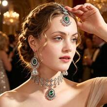 Fashionable Faux Pearl & Rhinestone Necklace And Earrings Set, Suitable For Daily Wear - Jewelry Set - View 7