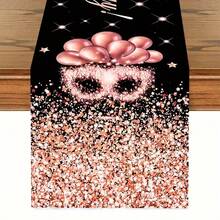 Rose Gold Balloon Theme Birthday Table Runner - 70.8" X 13.8" Polyester Fabric, Heat Transfer Print Design, Suitable For Elegant Celebrations - Multicolor - View 5