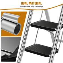 2 / 3 Step Ladder, Folding Step Stool With Anti-Slip Stable For Kitchen Home Adult, Double Side Folding Step Stool, 150KG Capacity Black - Stepladders - View 5