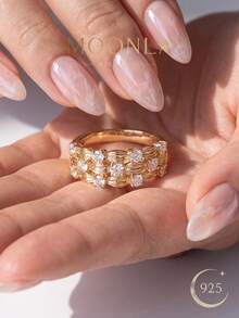 1pc Sparkling Star Leaf Ring, Suitable For Red Carpet Events, Wedding Ceremonies And Anniversary Gifts - Baby's Breath Leaves - View 4