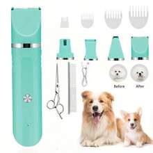 BLUTOOL Professional Quiet Dog Grooming Clippers Cordless Rechargeable Pet Hair Shaver Trimmer Kit, Low Vibration Pet Grooming Tools With Replaceable Blades, Limit Combs, Scissors For Puppy Kitten Small Animals - Blue - View 7