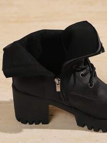 European And American Minimalist Fashion Autumn/Winter New Western High Heel Ankle Boots, Metal Belt, Rhinestone Buckle Decoration, Chunky Heel, Thick Sole, Boots, Multiple Color Options, Simple Versatile Fashion Design Naked Boots, Motorcycle Boots, Riding Boots, Black - Black - View 8