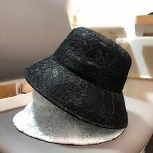 1件裝輕巧香氛蕾絲水桶帽，清新甜美日系防曬帽，女款春夏甜美遮陽帽，學生/情侶帽，度假旅行必備 - 蕾絲遮陽漁夫帽 - 查看 7