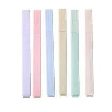 24/12/6pcs Soft Color Random Color Highlighter Set - Flat Tip Design, No Smudging, No Bleeding, Plastic Material - Suitable For Journaling, Office Work And Professional Use - Multicolor - View 5
