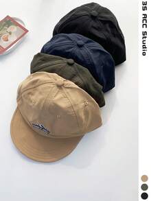 Vintage Letter Baseball Cap For Women, All-Season Student Versatile Duck Bill Cap, Breathable Wide Brim Mesh Cap, Niche Color Block Flat Brim Duck Bill Cap, Soft Top Large Logo Embroidered Letter Streetwear Baseball Cap, Face-Slimming Skater Hippie Chicks Style - Multicolor - View 2