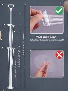 2/4 Sets Balloon Stand Kit, Includes Desktop Balloon Stand With Self-Adhesive Base, Balloon Column Stand And Accessories, Balloon Table Stand With Cup-Shaped Balloon Plug, Easy To Assemble Balloon Stand, 1 Set Transparent Balloon Stand, Suitable For Birthday Party And Wedding Table Decor - Multicolor - View 7
