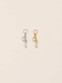 1件 925純銀長方形鏈條吊墜飾品 精緻垂墜式扣環耳飾 極簡風立方鋯石耳垂穿孔飾品 手作女性禮物 - 款式1 - 查看 3