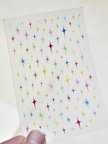1 Relief Nail Art Charm Sticker, New Colorful And Versatile, Fashionable And Sweet Nail Art Sticker, Dazzling Star Decoration Sticker DIY Nail Stickers - Multicolor - View 2