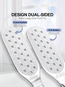 1pc Double-Sided Stainless Steel Foot File Pedicure Tool, Coarse & Fine Dual-Sided Foot Rasp To Remove Calluses, Foot Scraper To Remove Dead Skin And Cracked Heel Hard Skin, Portable Foot Exfoliation Care Tool - Silver - View 6