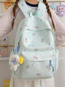 Large Capacity Colorful Printed Backpack For Girls, Student School Bag, Cartoon Backpack, Lightweight Travel Bag, Daily Commute Laptop Bag, Fashion Casual Backpack For Elementary, Middle, High School And College Students, Nylon Laptop Bag, Multiple Colors Available, Academy Style - A - View 5
