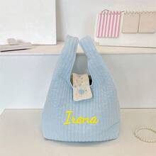 客製化刺繡迷你絎縫托特包，柔軟加厚手提小包，適合收納口紅、耳機、鑰匙，旅行與日常收納，送給女孩的可愛禮物 - 彩色 - 查看 19