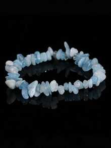 1pc Natural Crystal Agate Chip Bracelet Asymmetrical Women's Handmade Bracelet (Random Color) - Multicolor - View 9