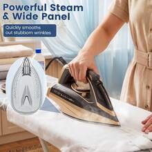 SUPERLEX 8-In-1LED Screen Steam Iron, Ceramic Soleplate Iron, 3200W Fast Heating Steam Engine, Anti-Scale/Anti-Drip Function, With 4 Functions (Dry Ironing, Spray, Steam, Air Ironing), Visual Range Up To 2.1 Meters, Suitable For Home And Travel Use. - UK Plug(220-240V) - View 6
