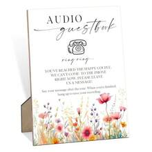 Wooden Sign With Stand 8 X 11 Inch Wedding Signs For Reception Audio Guest Book Welcome Sign For Tables Floral Party Decorations Supplies For Bridal Shower Engagement Baby Shower - Audio Guestbook - View 6