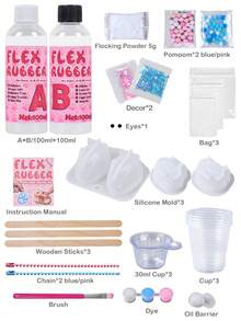 30件組 Taba 手作套裝 100ml+100ml，DIY 珠寶製作套件，1:1 AB 液態矽膠附 3 個模具，超柔軟凝膠手工製作套件，生日節日禮物派對小禮，適合初學者，適用 14 歲以上 - set - 查看 3