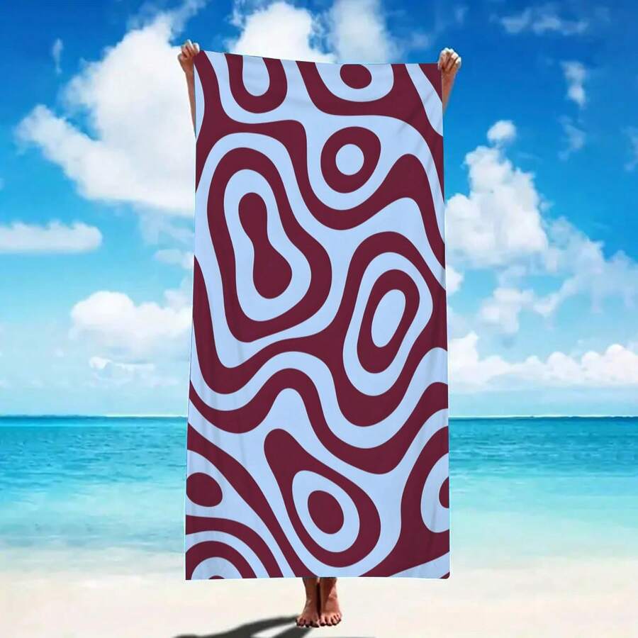 1 pieza Toalla de playa ultra suave con patrón abstracto de rayas artísticas para playa y fiesta de piscina - Accesorio de playa para vacaciones Manta de playa Toalla de piscina - Multicolor - Ver 1