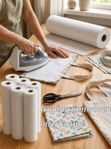 Iron-On Interlining, White Non-Woven Adhesive Interlining Roll - Double-Sided Iron-On Stabilizer Interlining For Sewing, Quilting, Sewing Supplies, Handmade, Clothing, Bags, Home Decor - Multicolor - View 1