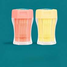 100pcs 2-In-1 Multi-Function Toothpick & Toothbrush Set, Boxed Plastic Toothpicks, Disposable Home Dental Floss Brush, Cleaning & Dental Care Dual Use, Travel Toothbrush, Dental Cleaning Tool, Toothpicks, Teeth Cleaning Tool, Dental Accessories - Multicolor - View 2