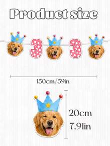 6/12/18pc Custom Dog Cat Photo Birthday Banner, Personalized Pet Face Garland, Puppy Party Decoration, Dog Birthday Banner With Age Numbers Birthday,Personalized Gifts - Multicolor - View 6
