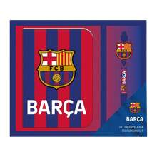 FC Barcelona مجموعة قرطاسية للأطفال للجنسين من نادي برشلونة - دفتر A5 + قلم مع شعار نادي برشلونة ونص Barça، باللون الأزرق الداكن، مرخص رسميًا، مثالية للعودة إلى المدرسة وكهدية - الخيار 1 - مشاهدة 2