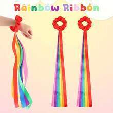 Rainbow Dance Ribbon, Elastic Dance Stick For Music Class, Christmas And Valentine's Day Handheld Rhythmic Tassel Dance Prop Gift, Multicolor Handheld Dance Wristband, Gymnastics Dance Ribbon - Multicolor - View 2