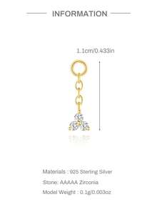 1件 925純銀長方形鏈條吊墜耳飾 精緻滴墜式扣環飾品 極簡風立方鋯石耳垂穿孔飾品 手作禮物送給她 - Three-leaf petal - 查看 6
