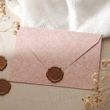 Luxury Thickened Tree Pattern Envelopes With Wax Seal Stickers, 10pcs Vintage Envelope Bags (Without Invitation Cards), Suitable For Wedding, Valentine's Day, Party, Graduation And Back To School DIY Crafts - View 5