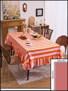 1pc Orange Velvet Ruffle Edge Tablecloth, American Country Style Simple Decorative Dining Table Cloth, Rectangular Coffee Table TV Cabinet Entryway Multi-Functional Cover, Suitable For Holiday Gathering Birthday Party Wedding Dinner Table Decoration Room Decoration Office Desk Coffee Table Mat Outdoor Picnic Mat Home Decor Room Decoration All Seasons - Orange - View 13