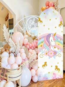 1 pieza Fondo de arcoíris de unicornio, Fondo de arco elástico, Fondo de fiesta, Decoración de arco de metal, Tela de marco de arco de globos de metal, Tela de arco de boda, Tela de marco de arco, Tela de soporte de metal, Suministros para fiesta de cumpleaños, Fiesta de cumpleaños de niñas, Regalo de cumpleaños, Recuerdos de fiesta, Accesorios para fotos, Decoración de fiesta de baby shower, Decoración de cumpleaños en el hogar, Decoración de habitación, Decoración de fiesta rosa, Decoración de fiesta con tema de unicornio, - Unicornio arcoíris - Ver 4