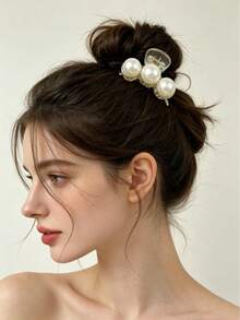 1pc Elegant Cute Faux Pearl Side Bangs & Back Hair Clip, Suitable For Students And Women, For Summer & Winter, Halloween Hair Accessory Headpiece Gift, Summer Travel Beach Vacation Hair Claw - Regular Model - View 9