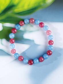 YAUKIA Elegant Women'S Courage Aquamarine Bracelet , Strawberry Quartz , Dainty Bracelet , Communication , Courage And Joy , Yoga Meditation Jewelry Gift - Multicolor - View 3