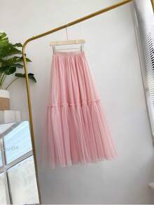 1pc Women's Long 2-Layer 90cm Black White Red Lake Blue Pink Champagne Tulle Petticoat Lolita Adjustable Voluminous Underskirt Soft Girl Puff Skirt Cloud Skirt Tutu Skirt Wearable Long Skirt Lolita Decorative Skirt Tulle Skirt Bridesmaid Dress Bridal Gown Formal Underskirt Suitable For Wedding Banquet Performance Party Cosplay Decorative Skirt Stage Banquet Performance Skirt Dance Performance Skirt Festival Decorative Skirt - Multicolor - View 7